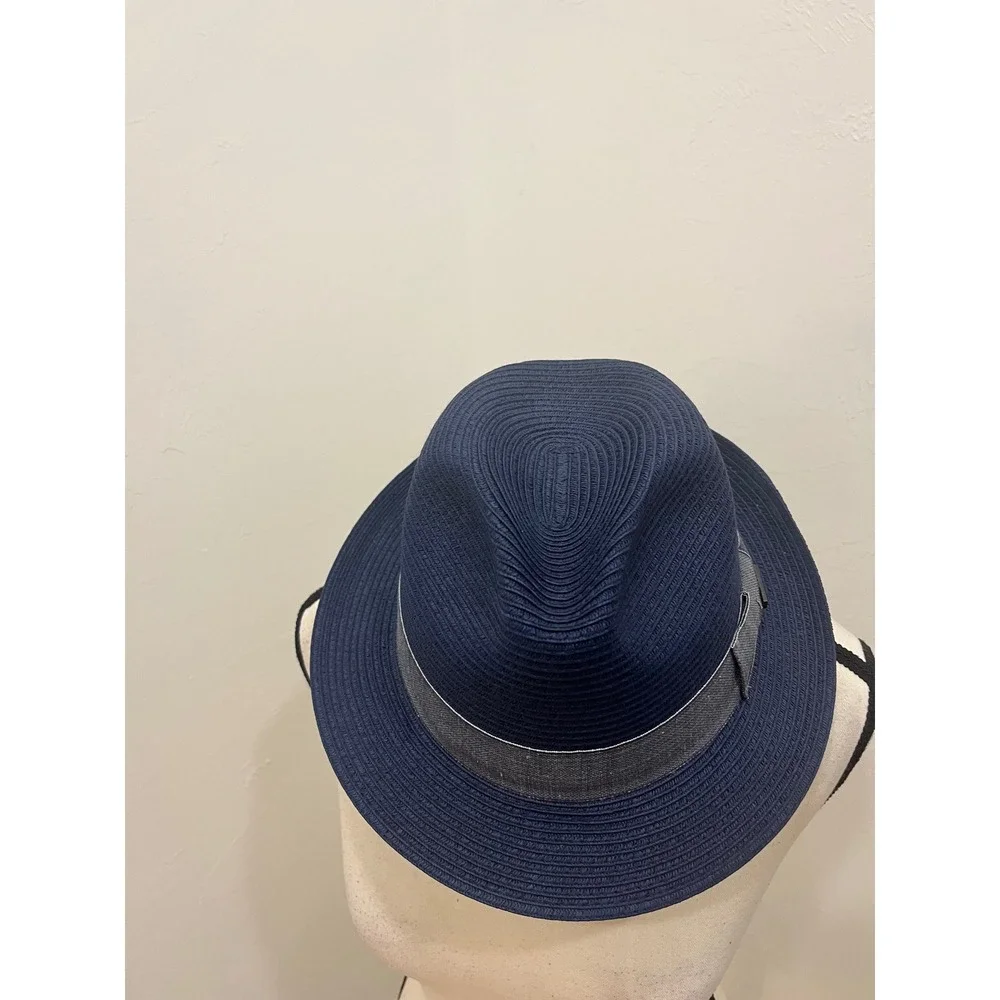 Biltmore 1917 Fedora Hat Mens XL Navy Blue Excellent‎ Toyo Straw Summer Trilby